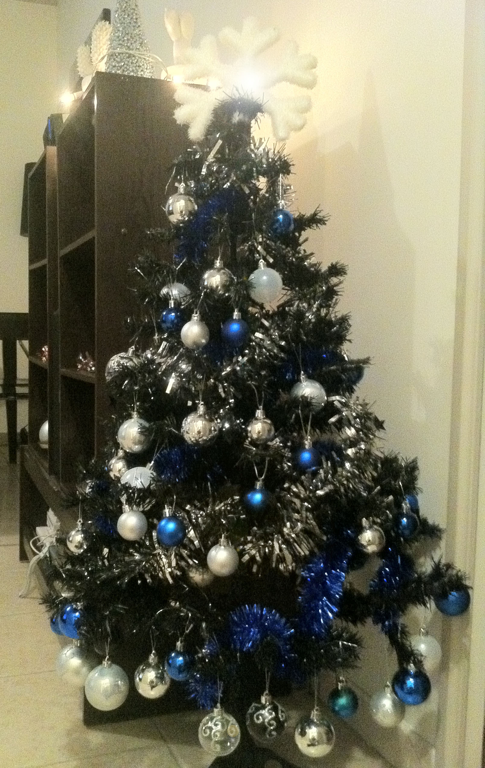 deco sapin bleu argent