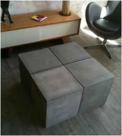 table basse aspect beton modulable