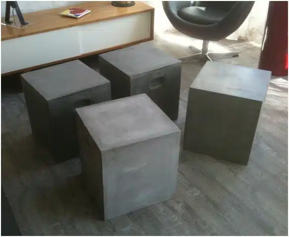 table basse aspect beton modulable