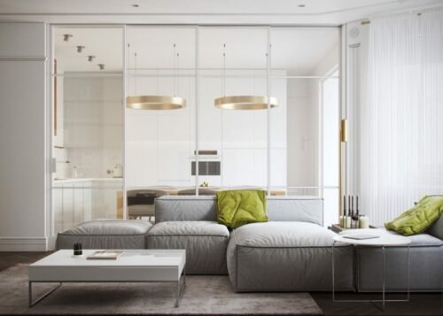 Honey White - Lumière et sophistication moderne dans un appartement de deux chambres