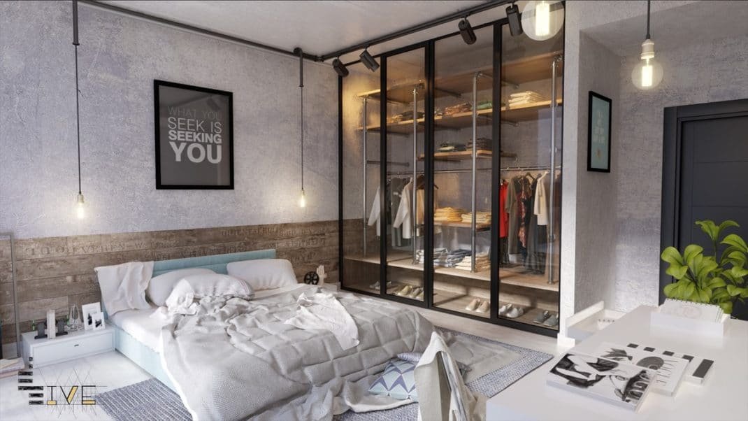 Une chambre à la décoration industrielle doit avec des textures Une chambre à la décoration industrielle doit avec des textures