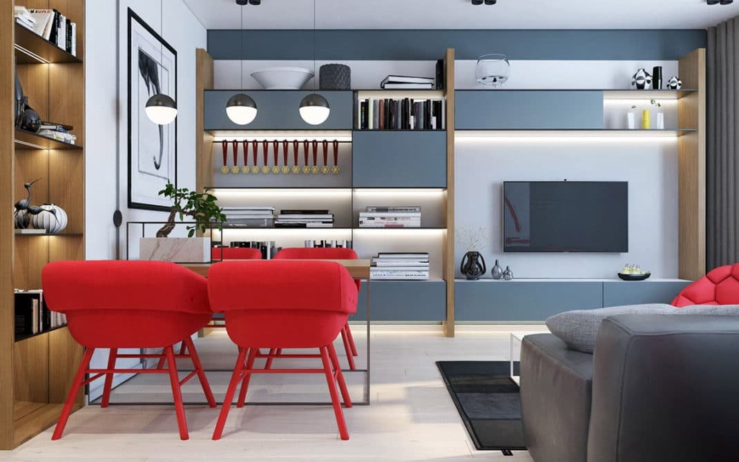 Une déco rouge centrée sur ces chaises rouges Une déco rouge centrée sur ces chaises rouges