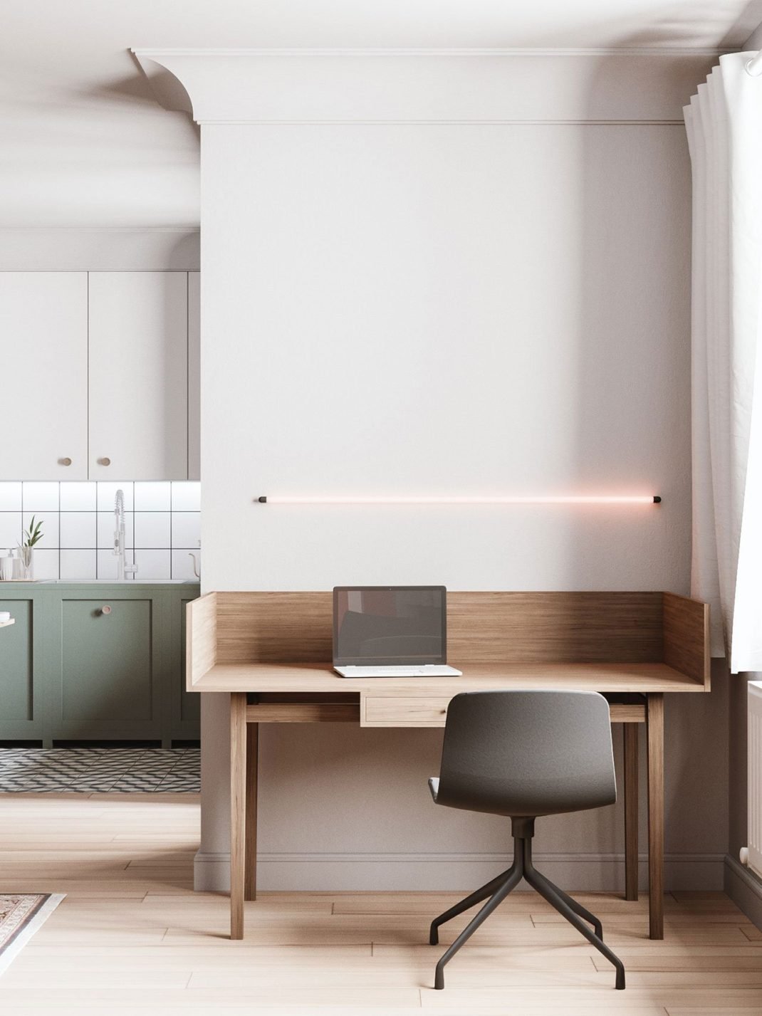 Les couleurs neutres font de cet appartement une oasis de tranquillité 3