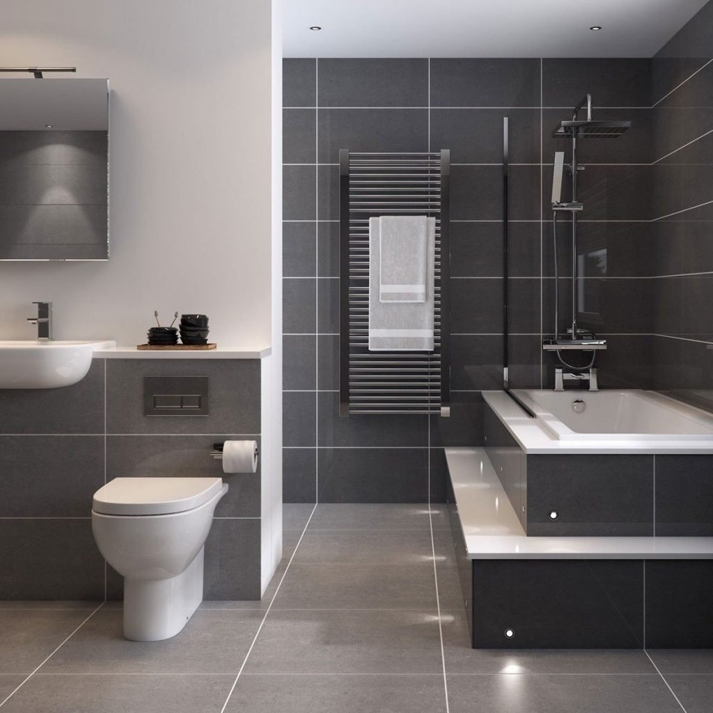 Salle de bain gris foncé contemporain Salle de bain gris foncé contemporain