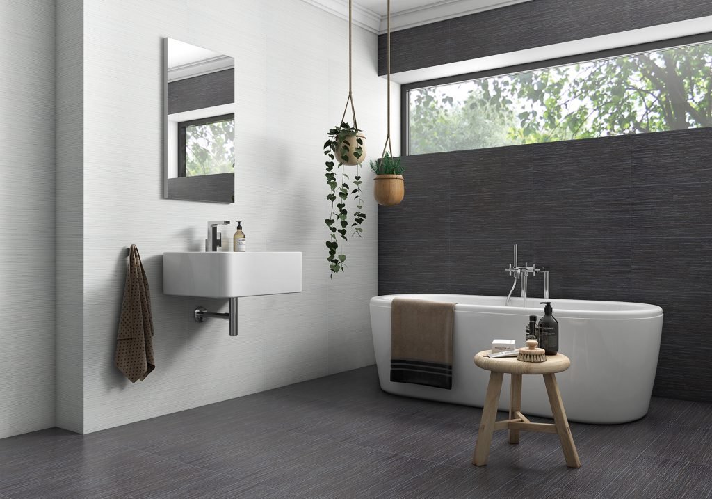 Salle de bain grise masculine