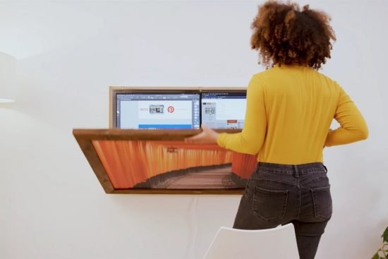 DropTop bureau mural se plie pour devenir une œuvre d'art murale