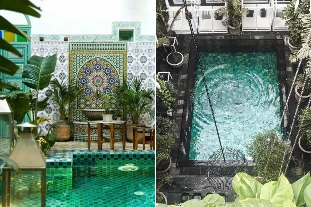 Décoration autour de la piscine avec des carreaux décoratifs Décoration autour de la piscine avec des carreaux décoratifs