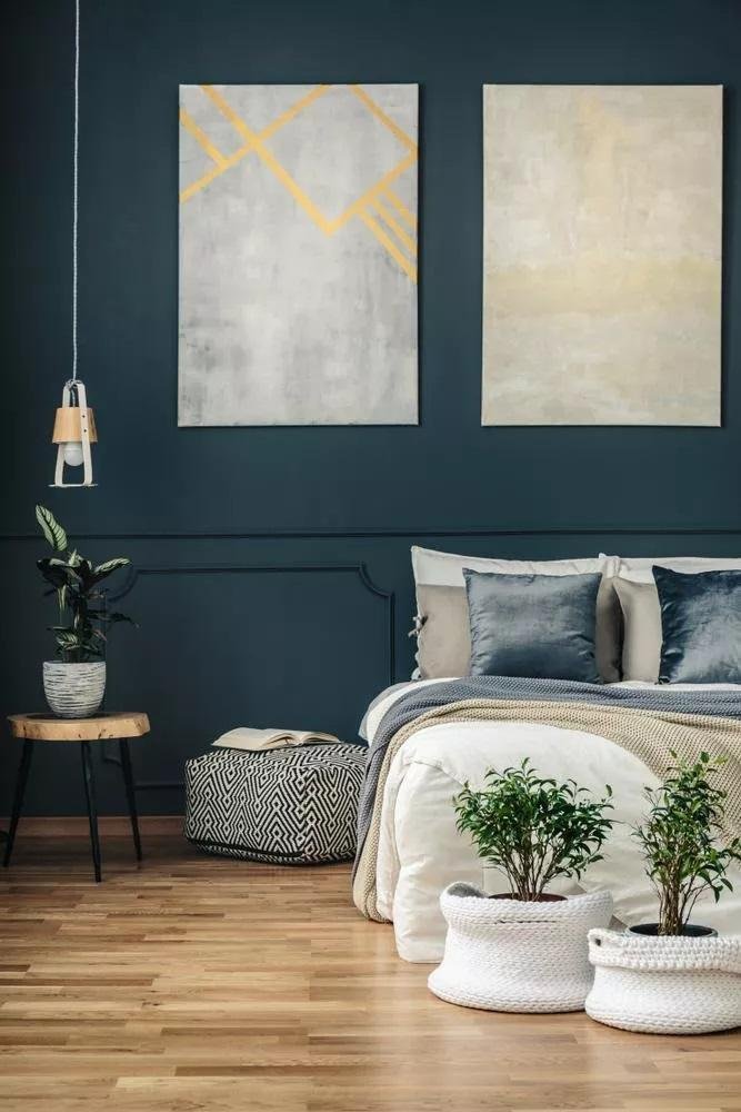 Mélangez le bleu canard et l'écru dans la chambre Mélangez le bleu canard et l'écru dans la chambre