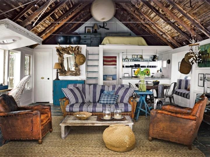 Le salon de la cabane de pêcheur un espace douillet aux accents vintage Le salon de la cabane de pêcheur un espace douillet aux accents vintage