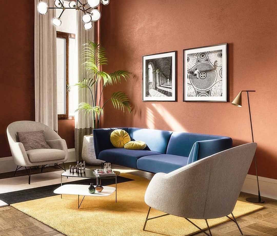 Peinture couleur bleu électrique et terre cuite 