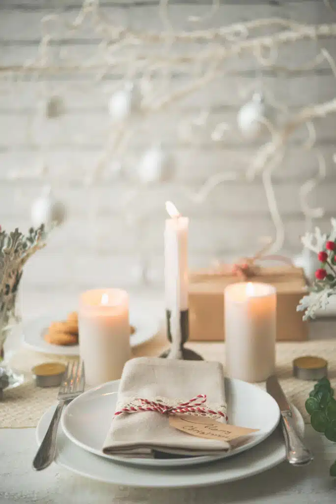 Décoration de Table de Noel pêche-beige doré Décoration de Table de Noel pêche-beige doré