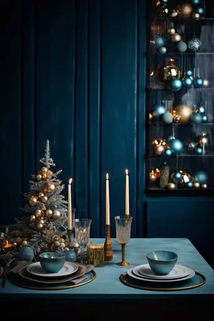 Table de noel complète bleu nuit Table de noel complète bleu nuit