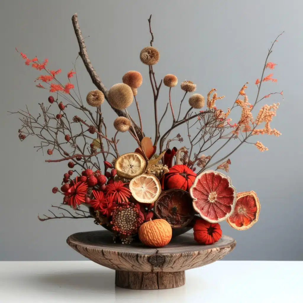 centre de table de noel assemblage de plantes séchées centre de table de noel assemblage de plantes séchées