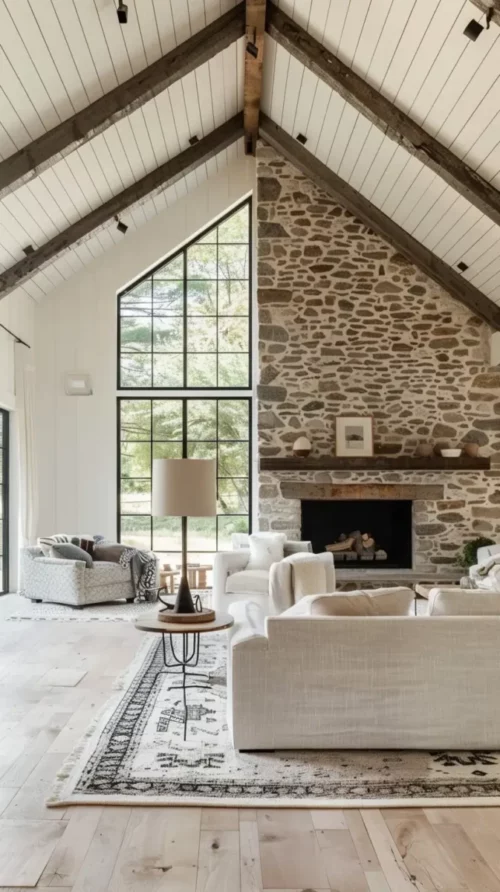 cheminée Point focal de votre salon de style ferme moderne
