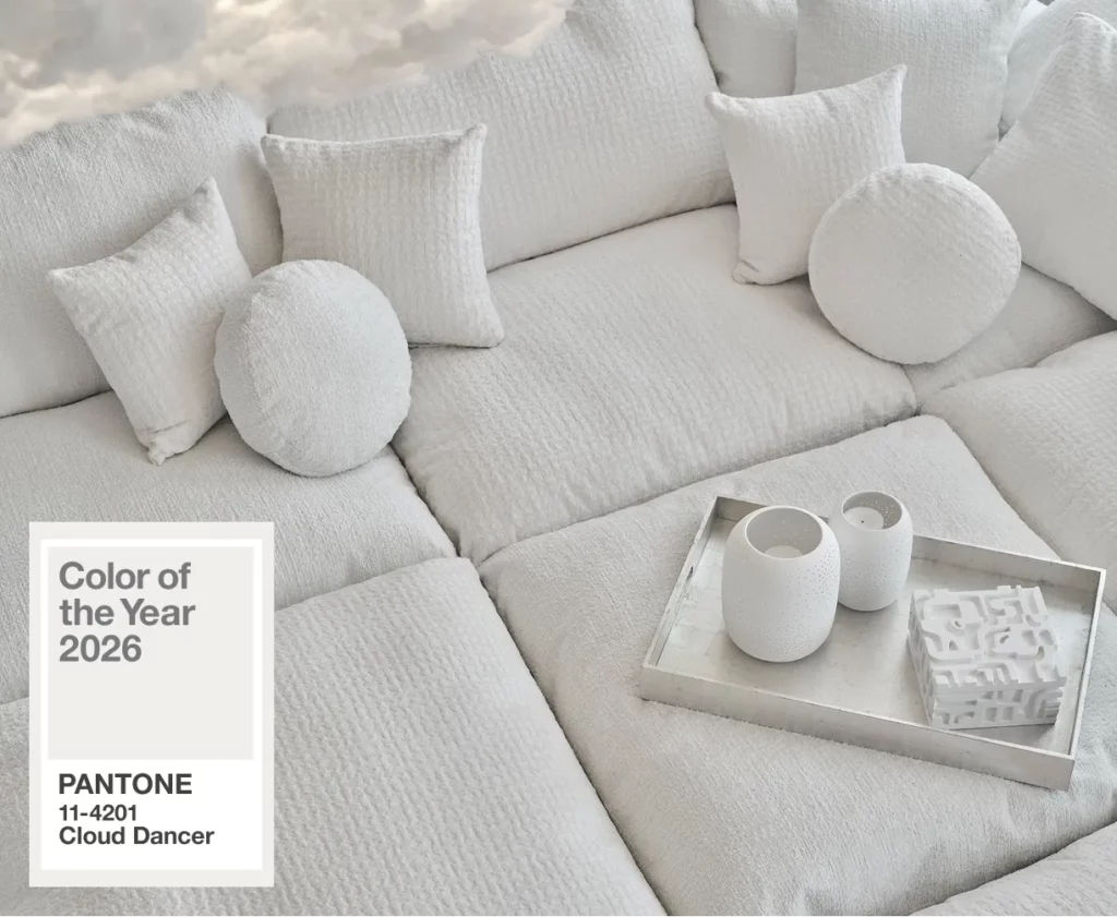 idées déco pantone 2026 couleur de l'année 11-4201 cloud dancer
