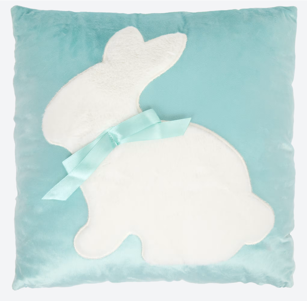 Coussin lapin pâques action turquoise