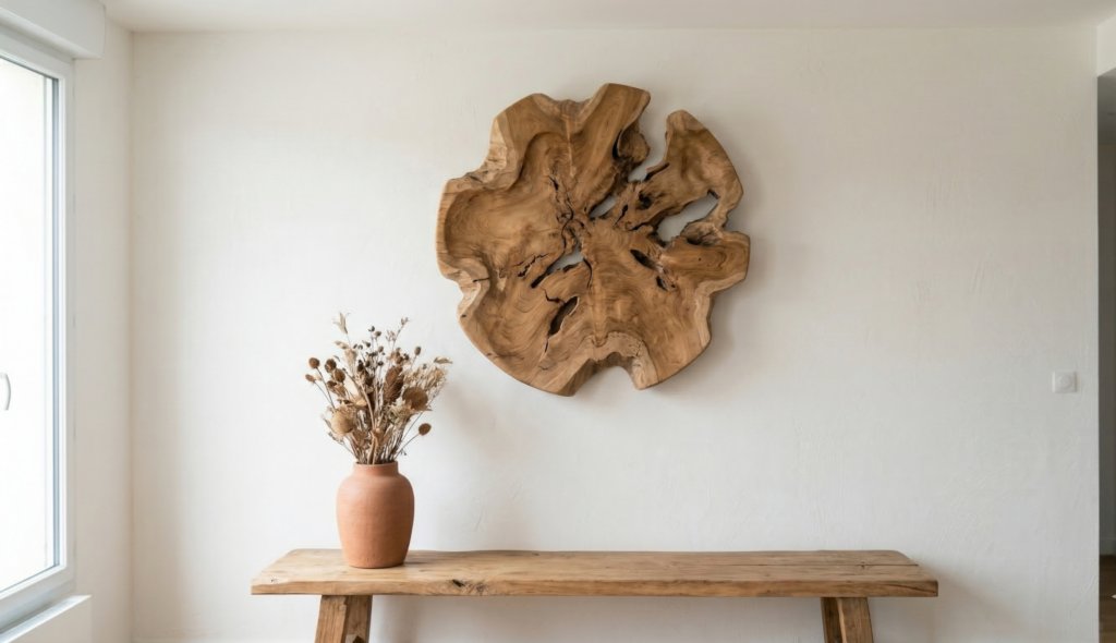 Tendance Wabi-Sabi Décoration Murale en Bois Brut
