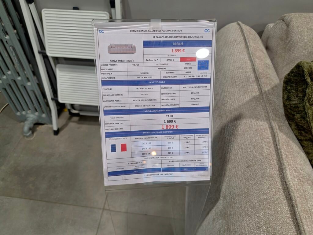 Fiche produit Canapé Convertible Frejus Convertible Center