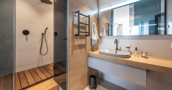 Une salle de bain cosy grâce à un éclairage chaleureux