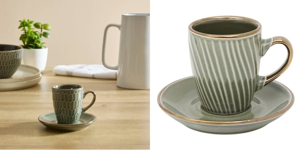 Tasses Ella en faience verte Comment choisir un service de vaisselle en faïence