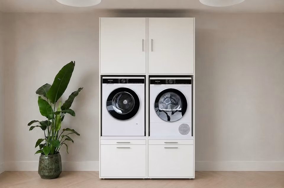 meuble machine a laver seche linge